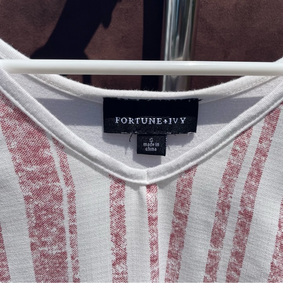 Fortune +Ivy Stitch Fix Clarese Tie Front Mixed Material Top - Picture 2 of 3